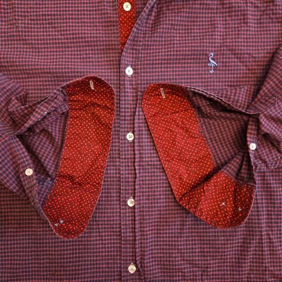 Tailorbyrd Men's Cotton Stretch Long Sleeve Shirt Red Navy Size XXL - Picture 3 of 10